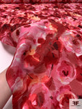 Made in Switzerland Painterly Floral Burnout and Printed Jacquard Cotton Voile - Reds / Pinks