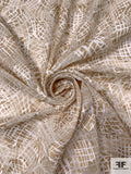 Made in Switzerland Floral Burnout Sketch Printed Jacquard Cotton Voile - Khaki / White