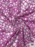 Made in Switzerland Floral Burnout and Animal Spots Printed Jacquard Cotton Voile - Orchid Purple / White