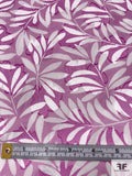 Made in Switzerland Floral Burnout and Leaf Stems Printed Jacquard Cotton Voile - Orchid Purple / White