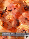 Made in Switzerland Painterly Floral Burnout and Printed Jacquard Cotton Voile - Orange / Yellow / Brown