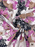 Made in Switzerland Floral Burnout and Exotic Printed Cotton Voile - Orchid / Tan / Taupe / Black / Whtie