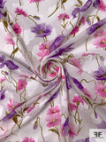 Made in Switzerland Floral Burnout and Printed Jacquard Cotton Voile - Purple / Pink / Olive Green / White
