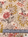 Exotic Floral Printed Cotton Voile - Mustard Yellow / Vermilion / Beige