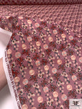 Ditsy Bark and Branch Graphic Printed Cotton Voile - Dusty Rose / Peach / Burgundy / Aqua