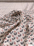 Ditsy Tulips Printed Cotton Voile - Dusty Peach / Black / Ivory