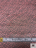 Double Border Pattern Pebble Graphic Printed Silk Organza - Soft Red / Black
