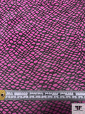Double Border Pattern Pebble Graphic Printed Silk Organza - Fuchsia / Black