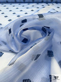 Italian Shadow Striped Silk Organza with Lurex Diamond Fil Coupé - Blue