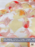 Italian Abstract Printed Satin Face Organza - Yellow / Watermelon / White