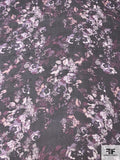 Dreamy Floral Printed Silk Organza - Purples / Black / Off-White