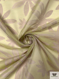 Daisy Floral Jacquard Silk Organza - Soft Lime / Taupe