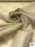 Daisy Floral Jacquard Silk Organza - Soft Lime / Taupe