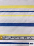Italian Horizontal Striped Organza - Navy Blue / Yellow / White