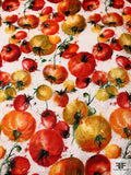 Italian Tomatos Printed Basketweave Silk Gazar - Red / Orange / Yellow / Off-White