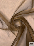 French Shimmer Iridescent Polyester Blend Organza - Brown Olive / Gold