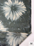 Made in Switzerland Floral Printed Lamé - Dark Dusty Sage / Dusty Sky / Light Gold