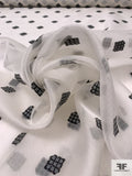 Italian Shadow Striped Silk Organza with Lurex Diamond Fil Coupé - Off-White / Black
