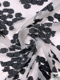 Italian Floral Fil Coupé Silk Blend Organza - White / Black