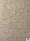 Made in Switzerland Shadow Stripe Organza with Woven Floral Design - Creamy Yellow / Off-White