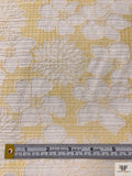 Made in Switzerland Shadow Stripe Organza with Woven Floral Design - Creamy Yellow / Off-White