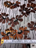 French Floral Stems Cut Panné Velvet with Lurex - Brown / Caramel / Black