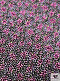 French Floral Printed Cut Panné Velvet with Lurex - Green / Orchid Pink / Lavender / Black