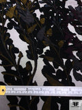Border Pattern Floral Shrubs Cut Velvet - Smokey Gold / Purple / Purplish Grey / Black
