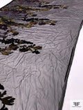 Border Pattern Floral Shrubs Cut Velvet - Smokey Gold / Purple / Purplish Grey / Black