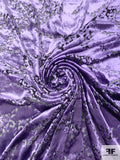 French Triangle Motif Cut Panné Velvet - Lavender / Black