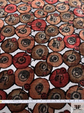 French Circular Discs and Floral Cut Velvet - Browns / Brick / Black