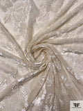 French Floral Cut Panné Velvet with Lurex - White / Ivory