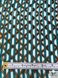 Italian Metallic Panné Striped and Crosshatch Cut  Velvet - Deep Sea Green / Golden Brown