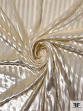 Italian Vertical Striped Metallic Panné Velvet - Luxe Ivory