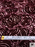 French Floral Heads Cut Velvet with Lurex - Wine
