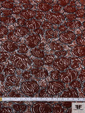 French Floral Heads Cut Velvet with Lurex - Ginger Brown / Black