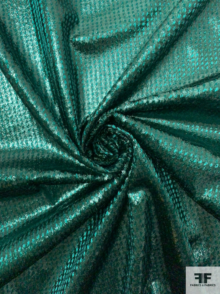 French Dotted Metallic Panné Velvet - Luxe Green / Black | FABRICS ...