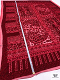 French Paisley Framed Cut Velvet with Lurex Panel - Royal Red