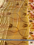 French Floral Cut Panné Velvet with Lurex Panel - Yellow / Orange / Brown / Peach