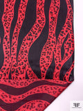 Striating Animal Printed Silk Charmeuse - Red / Maroon / Black