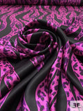 Striating Animal Printed Silk Charmeuse - Fuchsia / Purple / Black