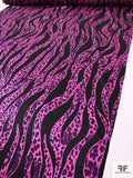 Striating Animal Printed Silk Charmeuse - Fuchsia / Purple / Black