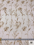 Floral Vines Printed Silk Charmeuse - Tan / Cream / Off-White