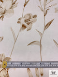 Floral Vines Printed Silk Charmeuse - Tan / Cream / Off-White