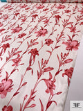 Floral Vines Printed Silk Charmeuse - Dusty Pink / Off-White
