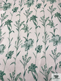 Floral Vines Printed Silk Charmeuse - Dusty Seafoam / Off-White