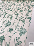 Floral Vines Printed Silk Charmeuse - Dusty Seafoam / Off-White