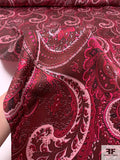 Paisley Printed Silk Charmeuse - Burgundy / Dark Cranberry / Hot Pink