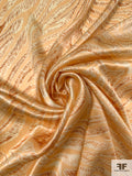 Wispy Trails Printed Silk Charmeuse - Pale Marigold / Autumn Orange
