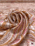 Wispy Trails Printed Silk Charmeuse - Cider Brown / Hot Pink / Off-White